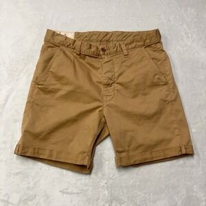 Nudie Jeans Co Luke Chino Shorts Mens 30 Fit 32 Camel Brown Camp Cotton‎ 1010817